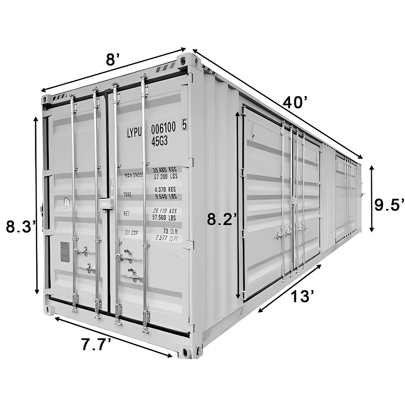 40ft high cube storage container with 2 side doors 40ft high cube storage container with 2 side doors