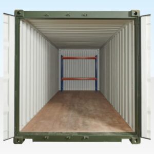 adjustable, heavy duty two tier racking for rear of container