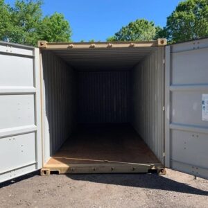 20′ x 8′ x 8.5′ tall– wind and watertight off rent used shipping / storage container – beige