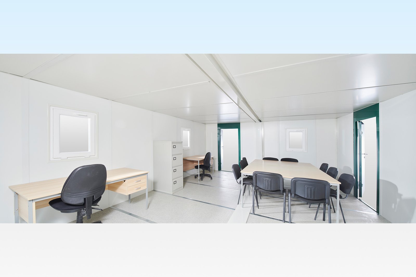 6.5m x 4.6m side linked flat pack container office 6.5m x 4.6m side linked flat pack container office