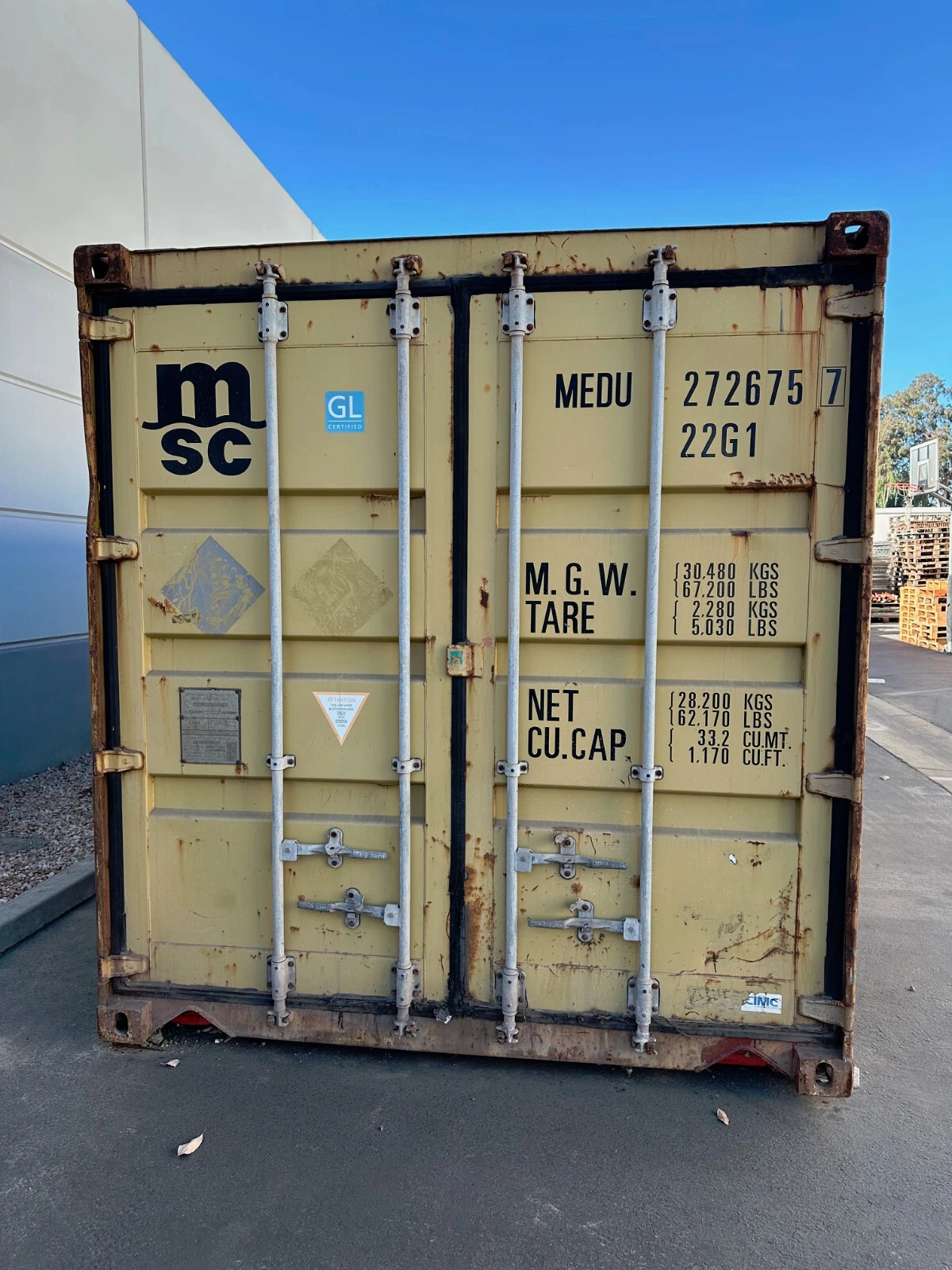 used 20ft conex shipping / storage container – yellow/gold – priced to sell! used 20ft conex shipping / storage container – yellow/gold – priced to sell!
