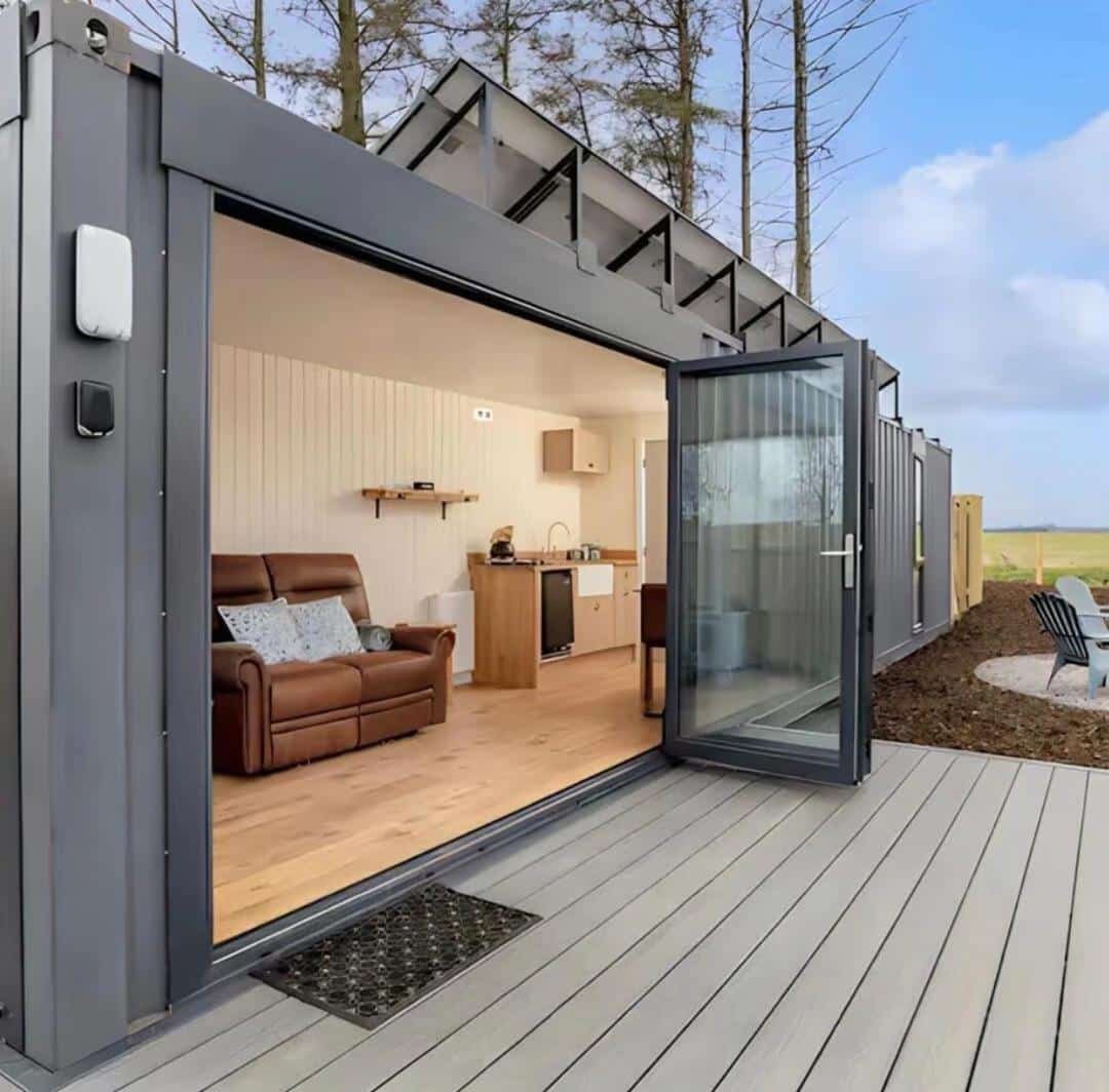 modern single storey container house with spacious deck, fully furnished portable tiny home, disaster resistant prefab family house modern single storey container house with spacious deck, fully furnished portable tiny home, disaster resistant prefab family house