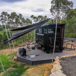 luxury 1bhk duplex container home with spacious outdoor deck, fully furnished modern tiny house, prefab steel family home