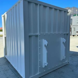 white modified 10ft shipping container with ac